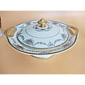 Vintage Theodore Haviland Limoges covered casserole dish in the Dora pattern